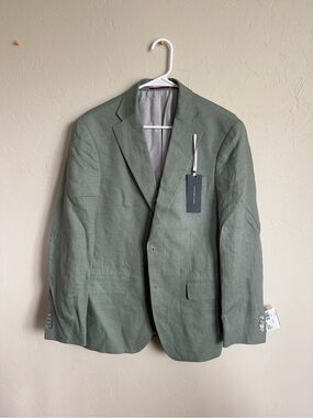 Men's Olive Green Linen Blend Blazer